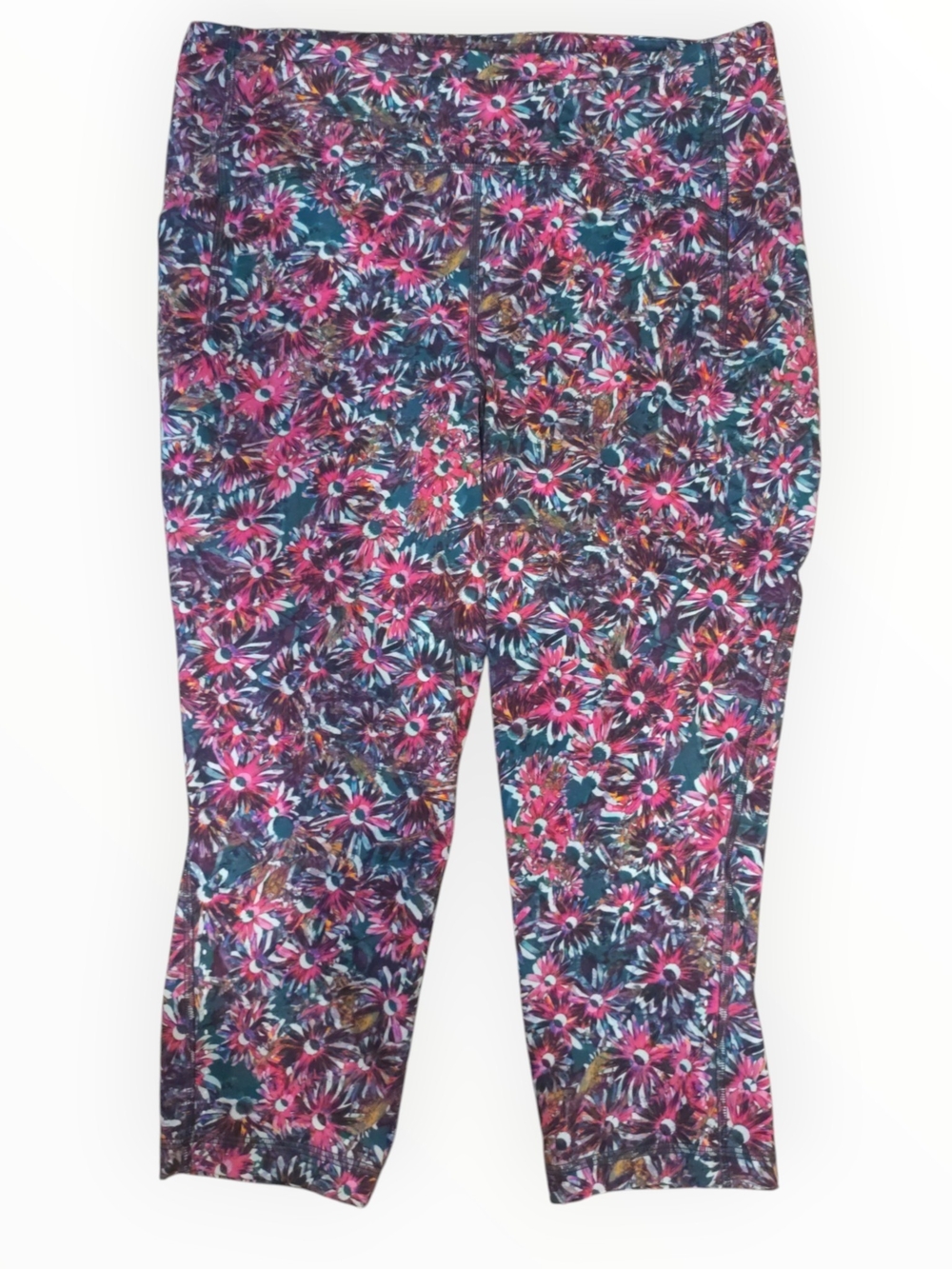 Women's lululemon athletica Floral Multicolor Capri Leggings 2 Pockets size 14